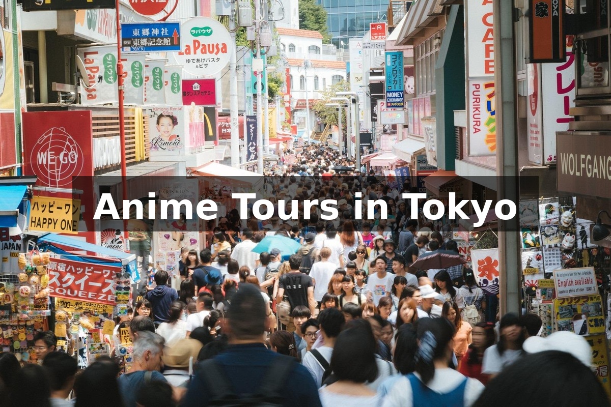 Anime pilgrimage guided tour group visiting real locations in Tokyo